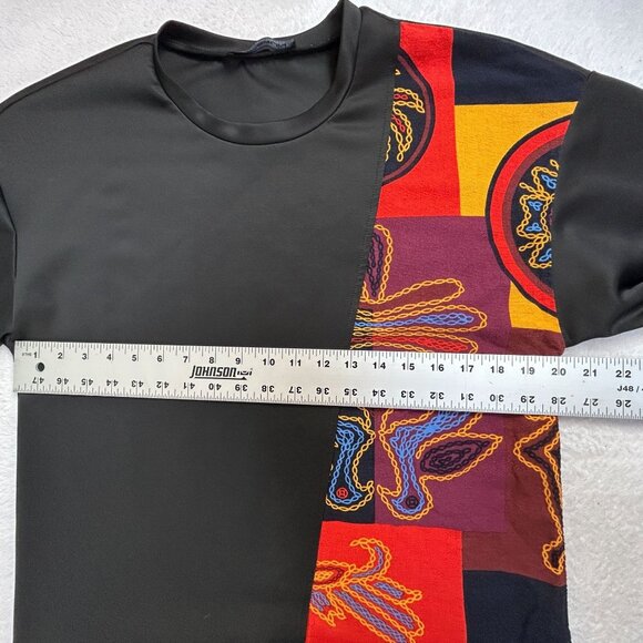 Incerun Mens 3/4 Sleeve Patchwork T-Shirt Small Black Hippy Ethnic Korean Style - Picture 7 of 8